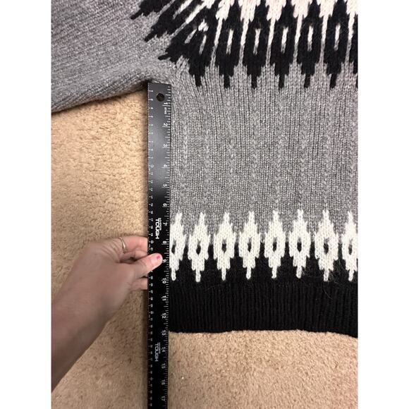 J.Crew Women Fair Isle Wool Alpaca Blend Sweater Gray Black White Nordic Sz M - Picture 12 of 16